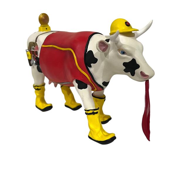 Cow Parade Figurine Udder Cowstruction #7248 Year 2002 Construction Worker - Picture 1 of 8